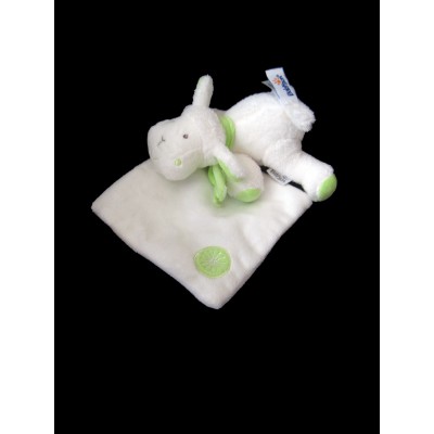 BABYSUN Doudou  White is White mouton blanc vert mouchoir