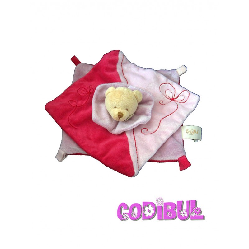 BABY NAT' doudou plat ours rose mauve