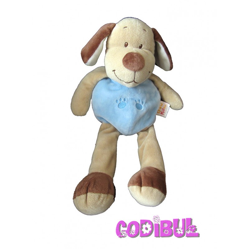 DOUKIDOU Doudou chien bleu marron 37 cm
