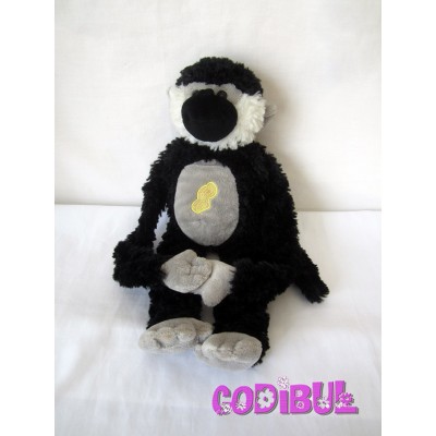 GIPSY Doudou singe noir et blanc cacahuète