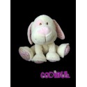 GIPSY doudou peluche chien blanc rose grelot