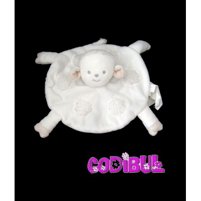 LA HALLE doudou plat mouton brioche blanc beige nuages