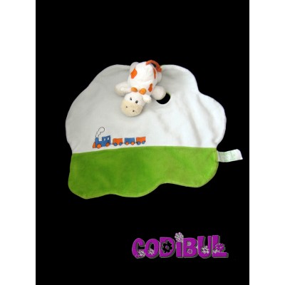 EGMONT TOYS doudou plat vache train blanc vert