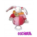 BABY NAT' doudou musical lapin rose orange note de musique