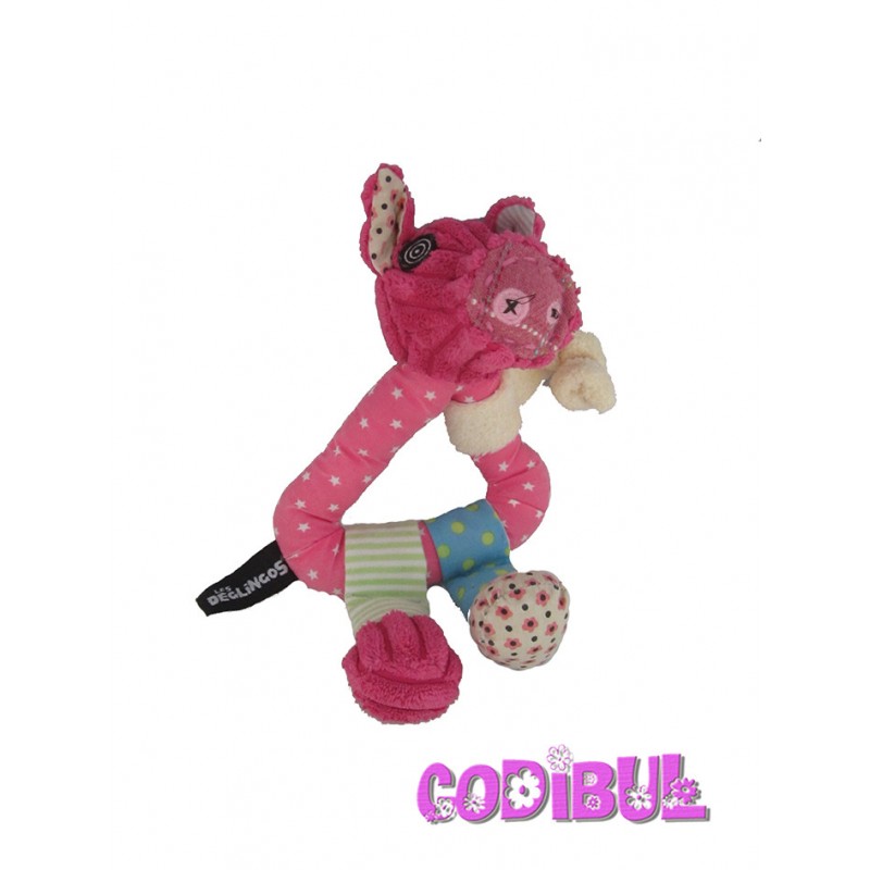 Doudou hochet cochon rose jambonos LES DEGLINGOS