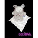 SUCRE D'ORGE cajou doudou lapin gris rouge mouchoir