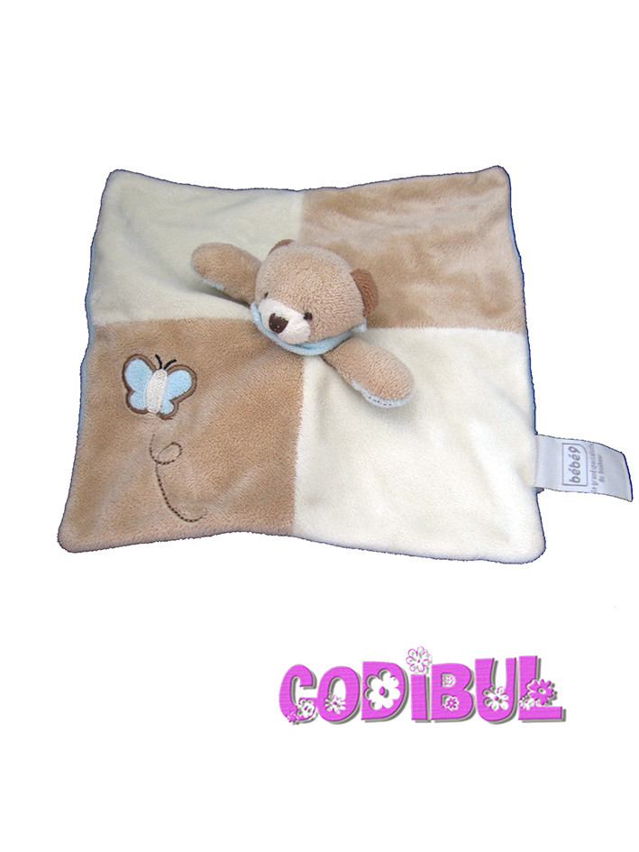 Bebe 9 Doudou Ours Marron Beige Papillon