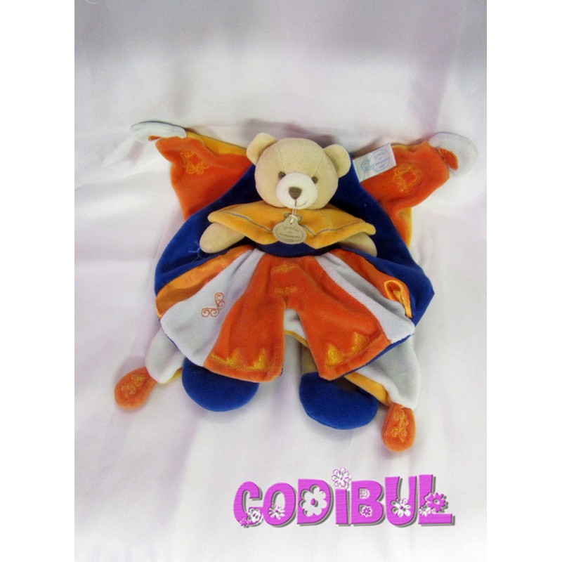 DOUDOU ET COMPAGNIE doudou ours prince indidous bleu orange