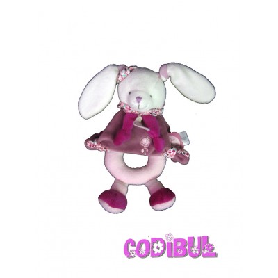 DOUDOU ET COMPAGNIE lapin hochet cerise