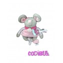 Doudou et compagnie souris pearly gris rose hochet