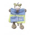 BABY NAT' doudou plat marionnette âne bleu vert