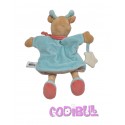 BABY NAT' doudou plat marionnette girafe blanc bleu