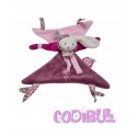 DOUDOU ET COMPAGNIE lapin blanc rose prune cerise attache tétine