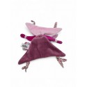 DOUDOU ET COMPAGNIE lapin blanc rose prune cerise attache tétine