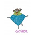 MOTS D'ENFANTS doudou plat chien bleu vert