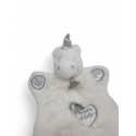BABY NAT' doudou plat marionnette licorne blanc et gris
