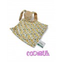 Klorane doudou plat lapin vert jaune fleurs