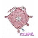 TEX BABY Doudou plat lapin rose étoile