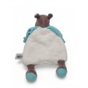 BABY NAT' doudou plat hippopotame bazile blanc bleu