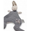 MOULIN ROTY Doudou plat lapin gris rayé bleu Aimée et Céleste