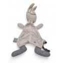 MOULIN ROTY Doudou plat lapin gris rayé bleu Aimée et Céleste