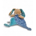 BABY NAT' Doudou plat luminescent lapin bleu étoile lune