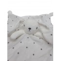 KIABI Simba doudou plat lapin blanc étoiles grises