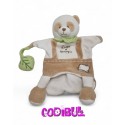 DOUDOU ET COMPAGNIE marionnette panda blanc beige feuille