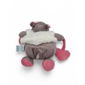 BABY NAT' doudou plat hippopotame Zoé marron blanc rose
