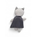 IKKS Doudou chat blanc gris super héros