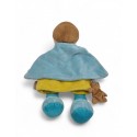 DOUDOU ET COMPAGNIE marionnette super héros garçon bleu vert cape