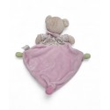 NICOTOY Doudou plat ours rose et vert
