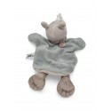 BABY NAT' doudou marionnette rhinocéros gris beige Savane
