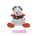 SUCRE D'ORGE doudou plat souris blanche grise orange