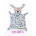 Doudou plat Lapin masqué gris blanc rose so cute IKKS BERDOUES