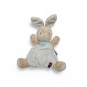 KALOO Doudou marionnette lapin blanc beige foulard bleu LES AMIS