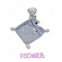 MOTS D'ENFANTS doudou mouchoir ours bleu blanc sweet dream
