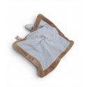 NICOTOY Doudou plat carré lapin beige bleu croix