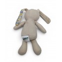 Klorane doudou plat lapin beige tissu fleurs jaune bleu