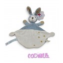 NICOTOY Doudou plat lapin bleu blanc étoiles Sparkle