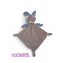 NICOTOY Doudou plat lapin bleu beige étoile sweet star