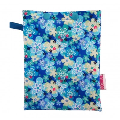 Sac à lingettes imperméable fleurs bleues